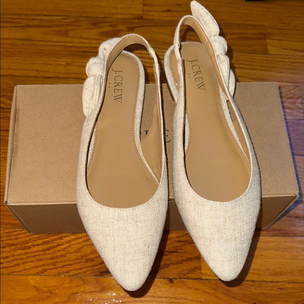 J. Crew Women's Cream Slingback Bow Flats